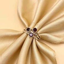Garnet Ring 925 Sterling Silver Three Stone Ring Handmade Jewelry Ring SR327