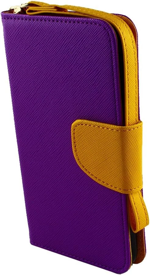 NEX 3-In-1 2 Tone Wallet Case with Wrist Strap for ZTE Max N9520 - Purple/Yellow - Image 3 of 4