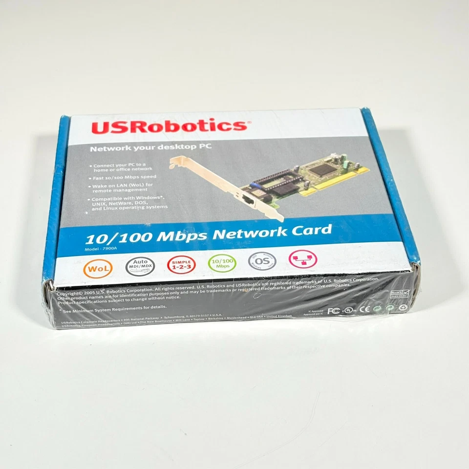 Vintage Ethernet US Robotics 10/100 Mbps PCI 2.1 Network Card Model 7900A - NEW - Image 3 of 4