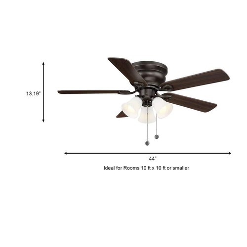Ceiling Fan 44"W Reversible Blades w/ LED Light Kit, Indoor Oil Rubbed Bronze - Picture 3 of 12