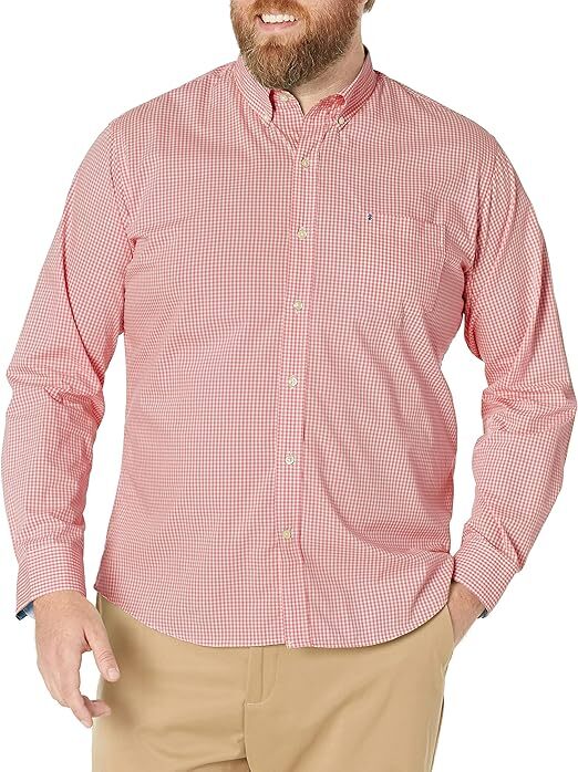 IZOD Men's Fit Button Down Long Sleeve Stretch Performance Gingham