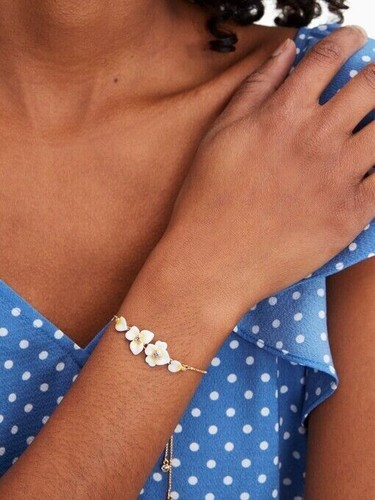 Kate Spade Precious Pansy Enamel Flowers Slider Bracelet - Picture 3 of 11