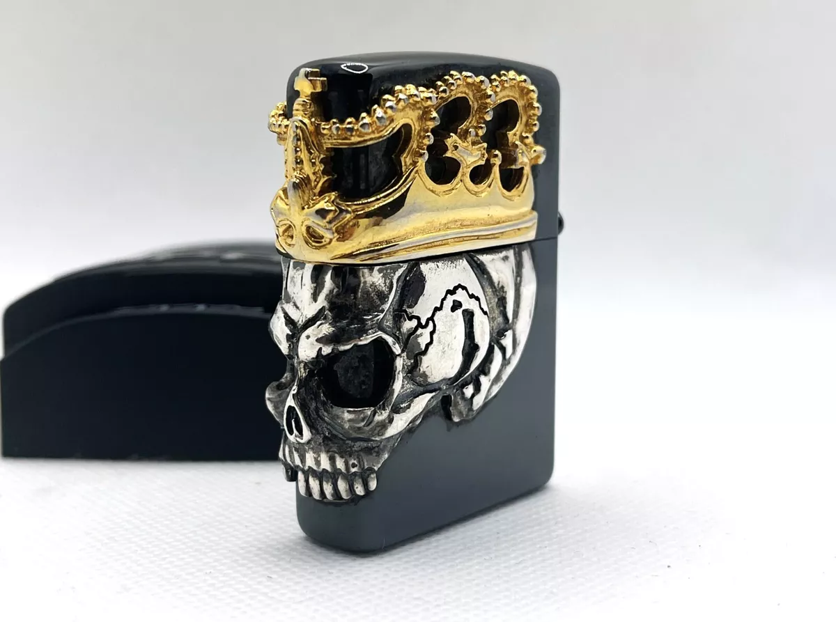 ZIPPO Limited Edition Beauty Beast 3D Side Skull King Crown Lighter Black / Gold