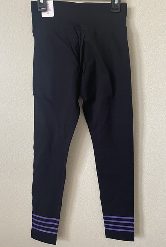 Justice Black Rainbow Ombre Striped High Waist Full Length Leggings Size 10 - Picture 5 of 5