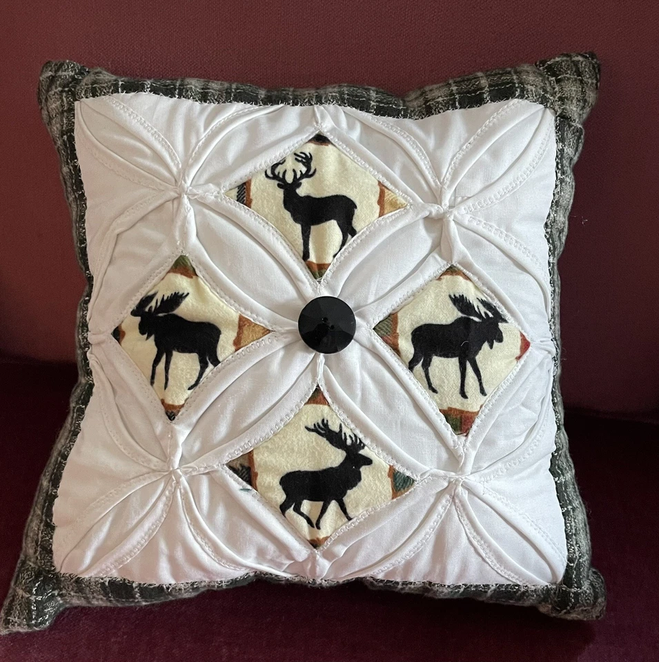 Almohada decorativa de alce de ciervo de animales naturales - hecha a mano - opción de etiqueta de nombre Foto 2 de 3