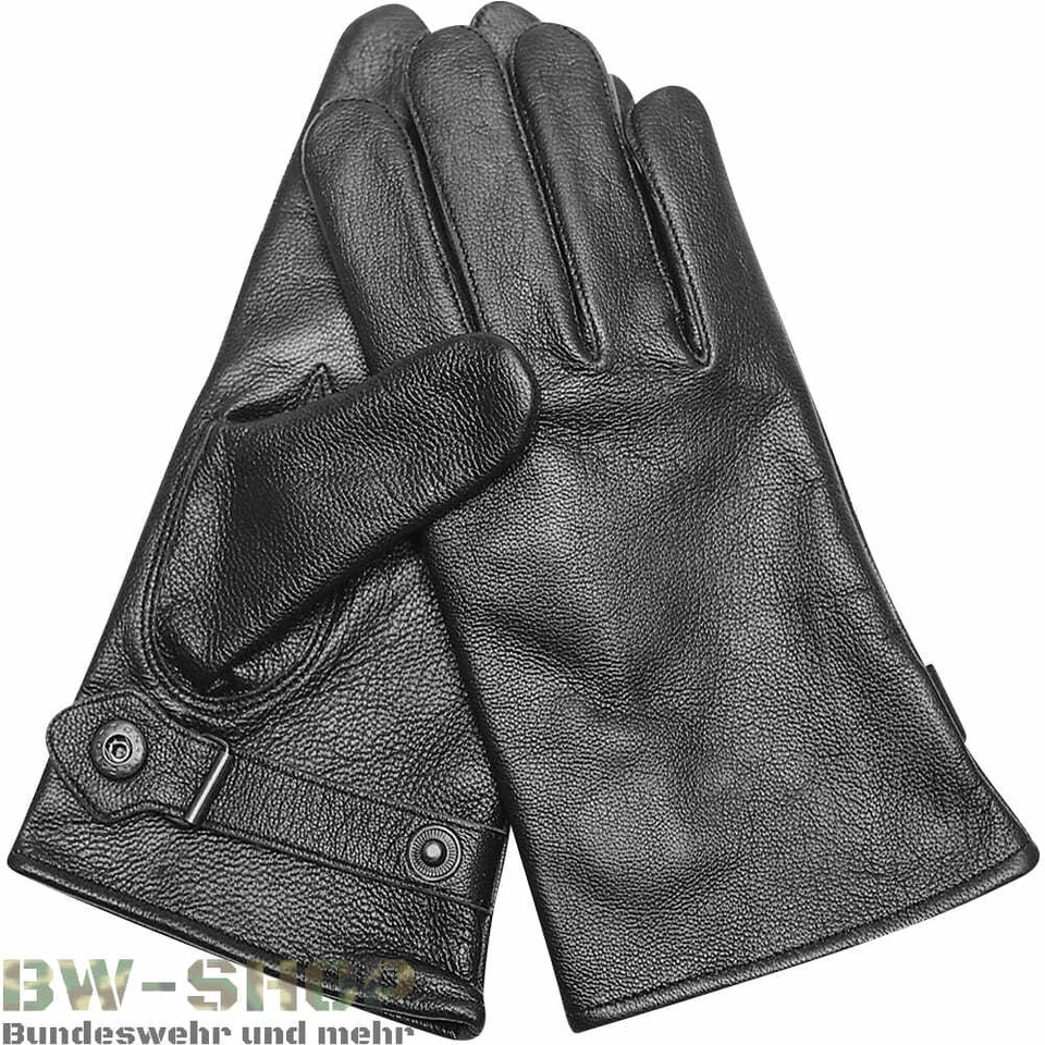 GANTS EN CUIR DE LA Bundeswehr noirs gants bw doublés cuir d'hiver s-3xl - Photo 1/1