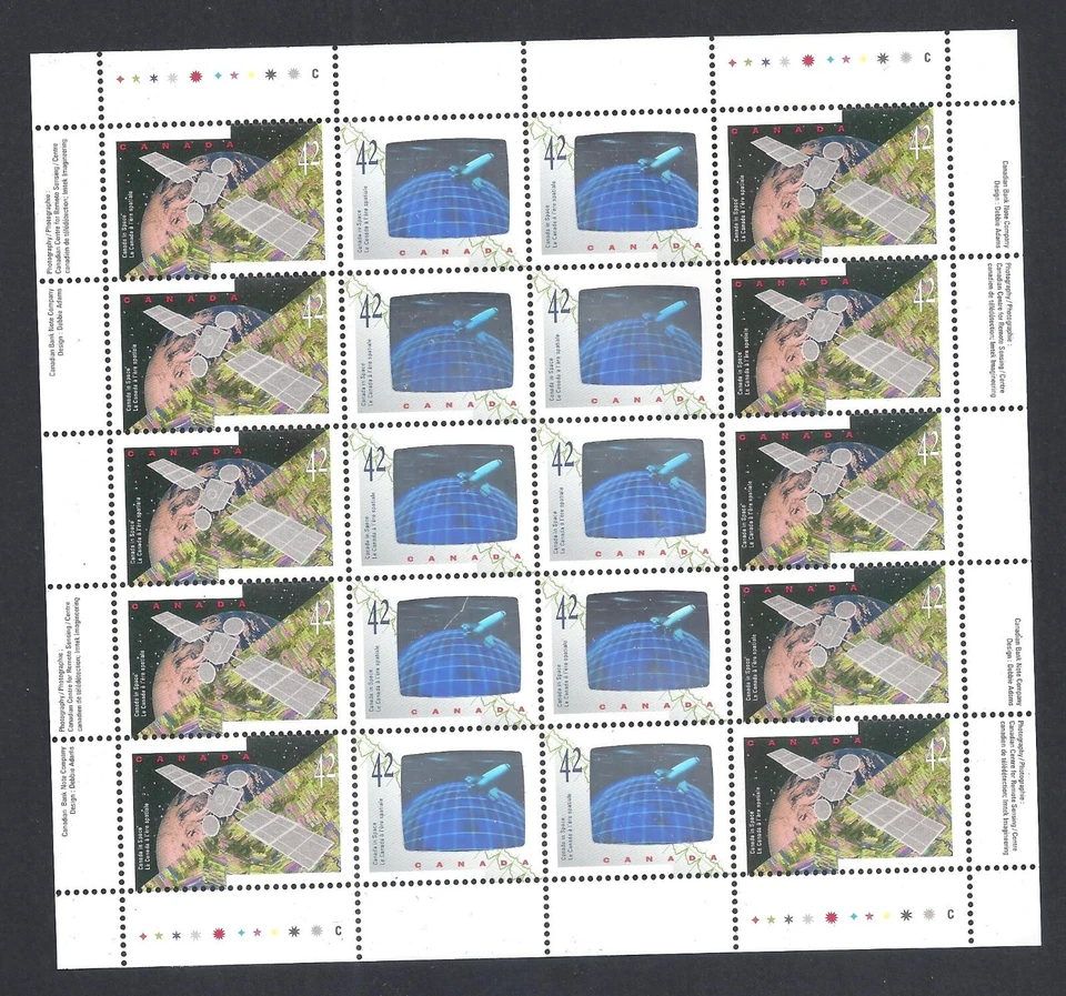 Canada # 1441/2 - 2 CANADA IN SPACE PANES WITH MISPLACED HOLOGRAMS MNH BS30489 Foto 2 de 4