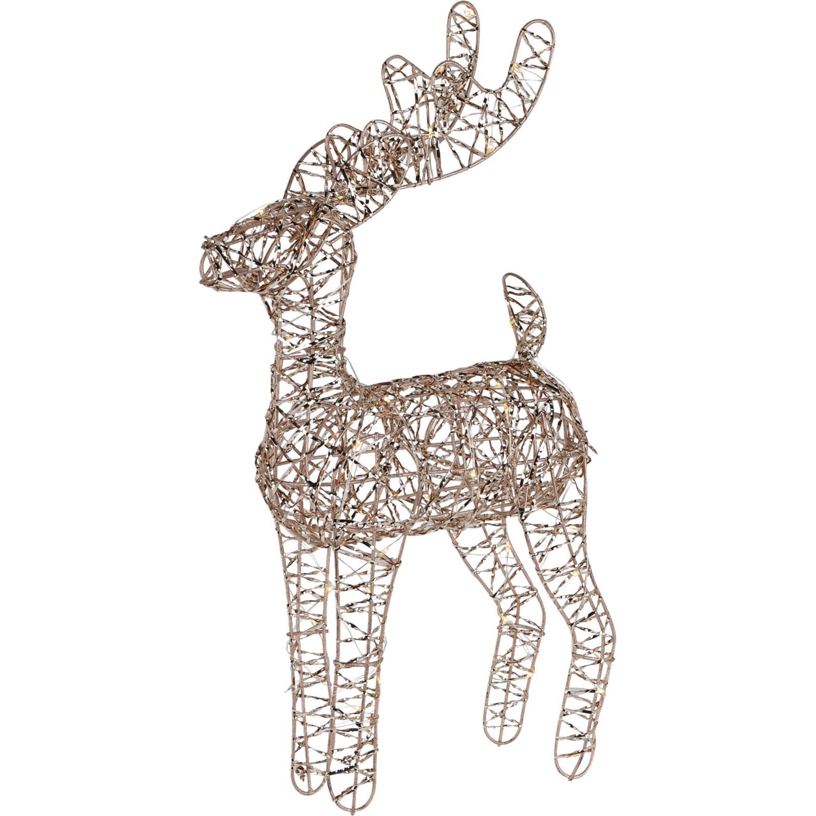 Carousel Gold Christmas Led Reindeer | Light Up Reindeer Christmas Decoration | Gold Metal Wire Standing Reindeer Christmas Ornament - 40Cm - Image 2