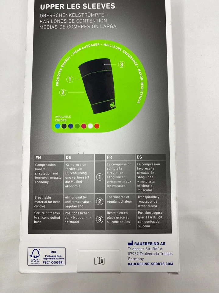 Bauerfeind Sports Compression Upper Leg Sleeves (1 Pair) (Black, Small/Long) - Image 3 of 4