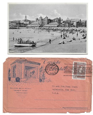 Montevideo Uruguay Playa de Ramirez Antique Postcard Stamped Envelope