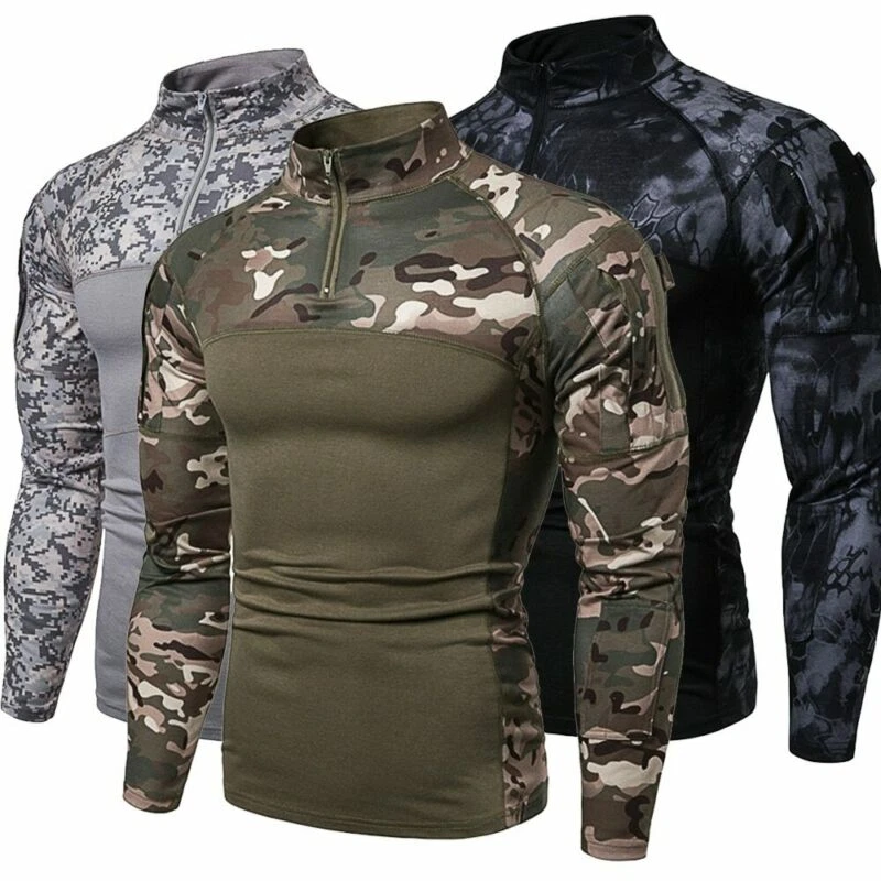 Ropa militar táctica de camuflaje para hombre, Camiseta larga | eBay