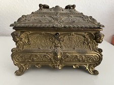 Messing Schatulle, Schmuckkasten Barock, Historismus, mit Engel Putten Empire