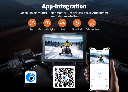 7" IPS Motorrad-Navi mit CarPlay Android-Auto und Rückfahrkamera TPMS 4K Kamera - Bild 7 von 11
