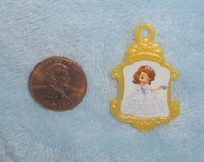 Disney Sofia the First Golden 1.25" Fancy Necklace CHARM PENDANT S Monogram Card