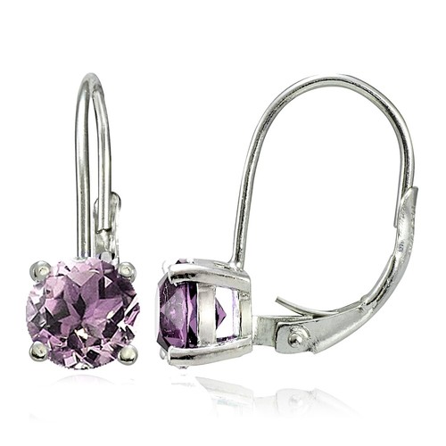 Boucles D'oreilles Dormeuses Argent – Pierres Roses (style Alexandrite & Topaze)