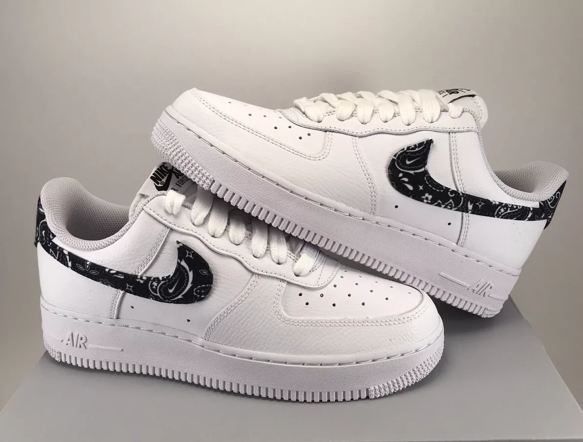 Nike Air Force 1 Low '07 Essential 'Paisley' White Black Womens NIB - Fast Ship