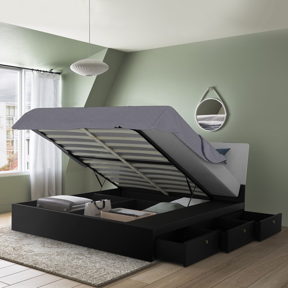 Cama matrimonial con canapé 160 x 200 cm diseño elevable Steyr King