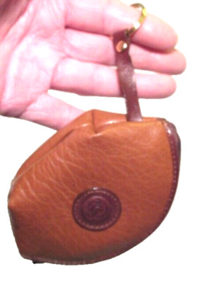 Leather Luggage/Tan col Semi-Round Coin Zipper Purse w/c-key chain made in China