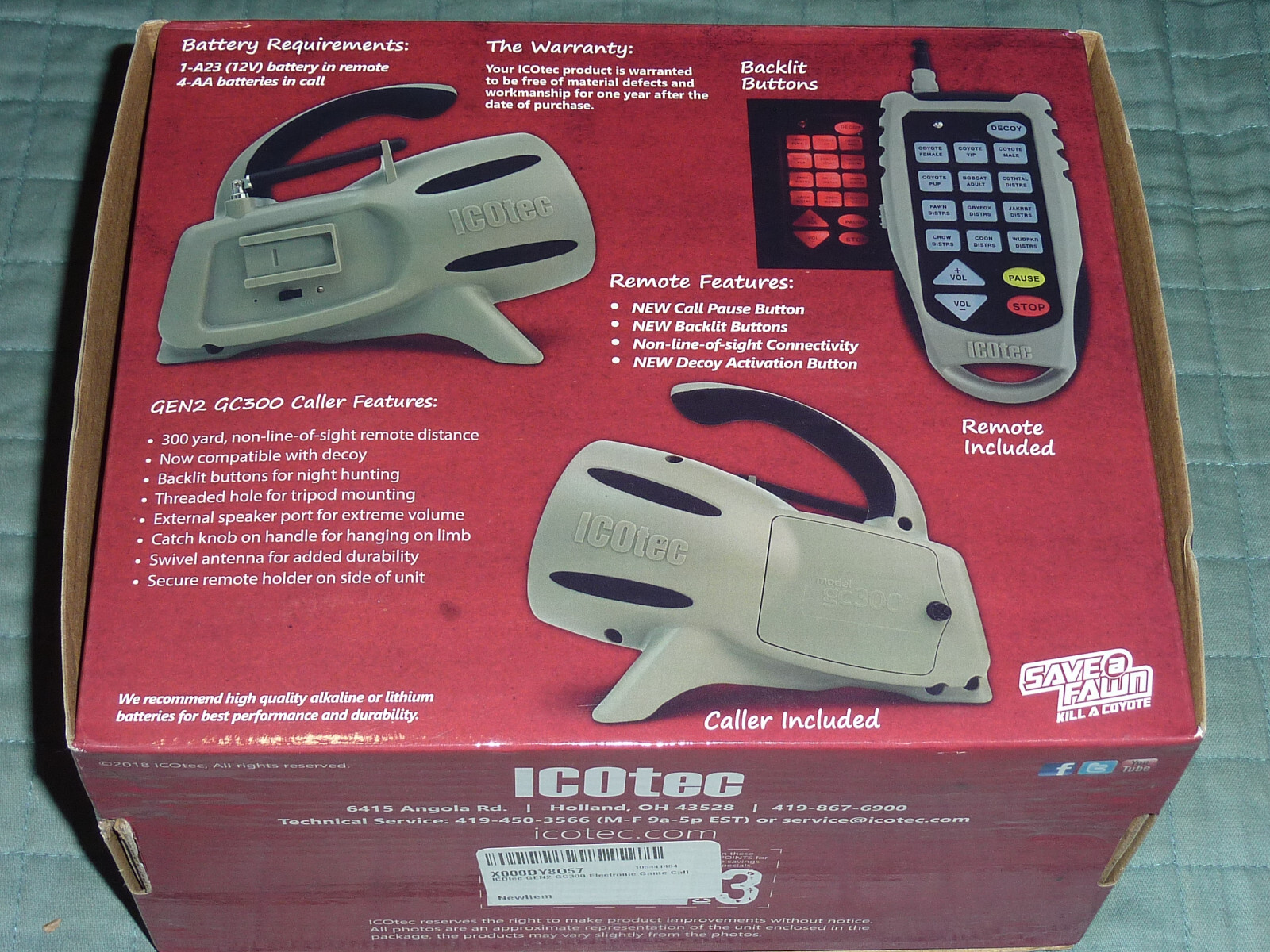 ICOTEC GC300 Gen 2 Electronic Game/Predator Caller with Remote NIB