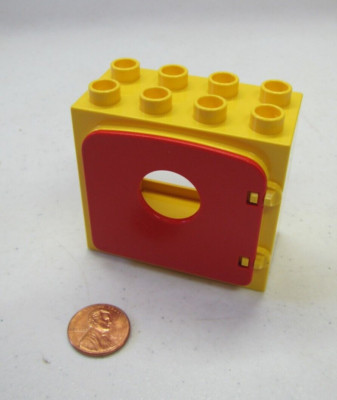 Lego Duplo Yellow & Red Port Hole Window Pane Door Unit Building Block 2X4