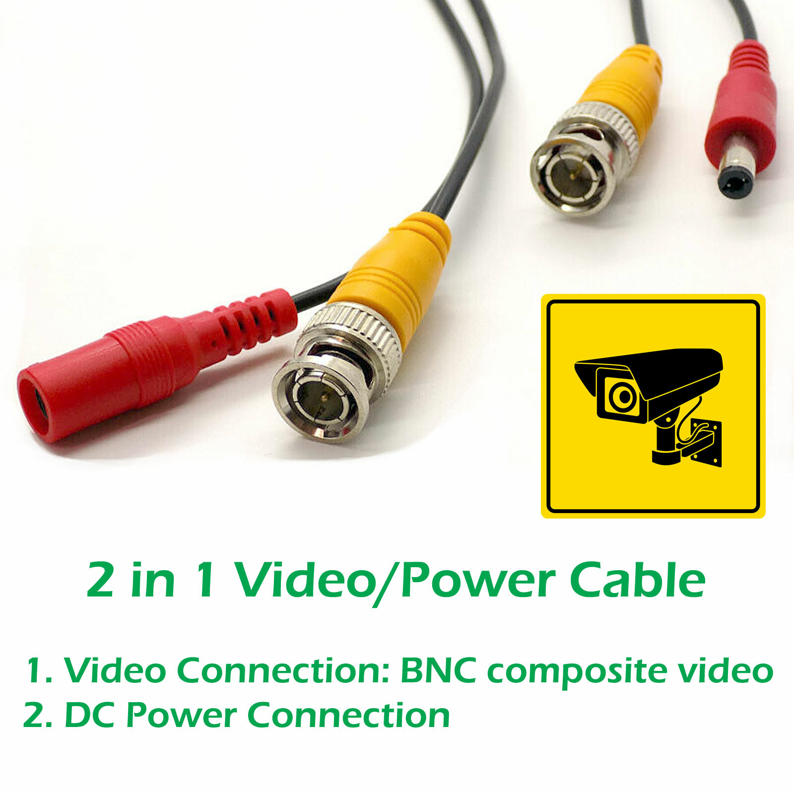 CCTV Camera Extension Cable BNC DC Power Lead Security DVR Video Pre