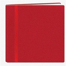 Snapload Memories: Red Ribbon Trim Fabric Cover Memory Book - 12x12 Inch