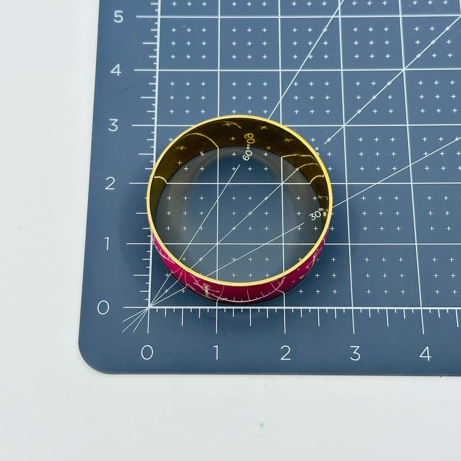 J. Crew Bracelet Bangle Pink Inlay Anchors Nautical Wide 1" Gold Tone