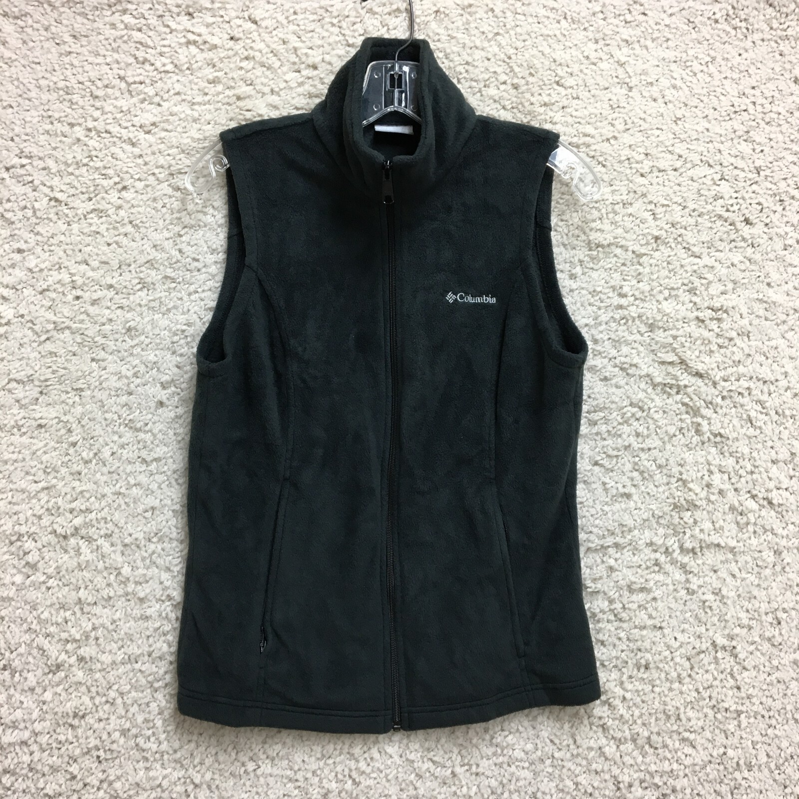 Columbia Vest Sweater Medium Adult Black Full Zip Pocket Fleece Sleeveless Women