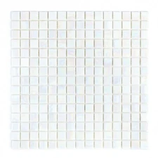 White Iridescent Mosaic Glass Tile for Kitchen & Bath
