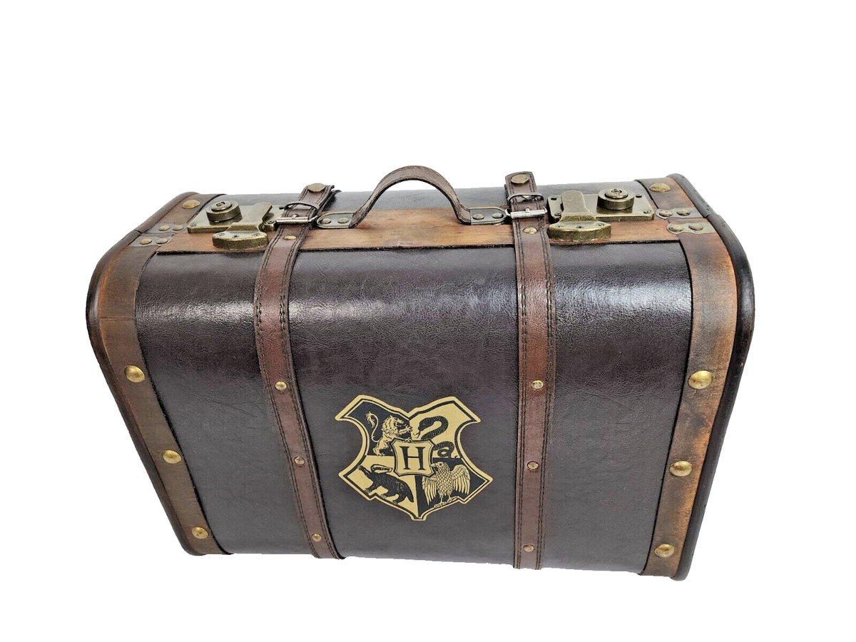 Harry Potter Hogwarts Stationary Leather Wood Luggage Suitcase
