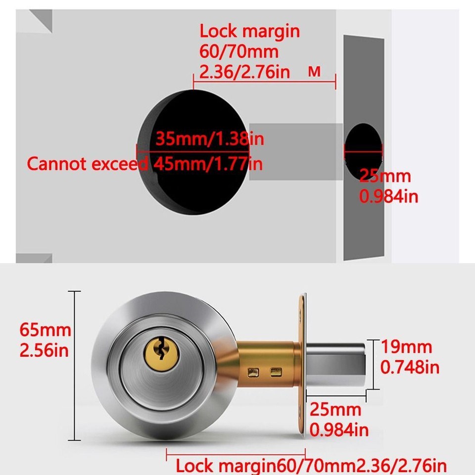 Single Side Single Cylinder Deadbolt Dead Bolt Door Lock Home Door Gate