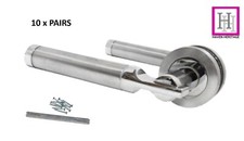 Image of Door Handles Satin Chrome Serozzetta Style UP TO THE MINUTE Round Rose SETS