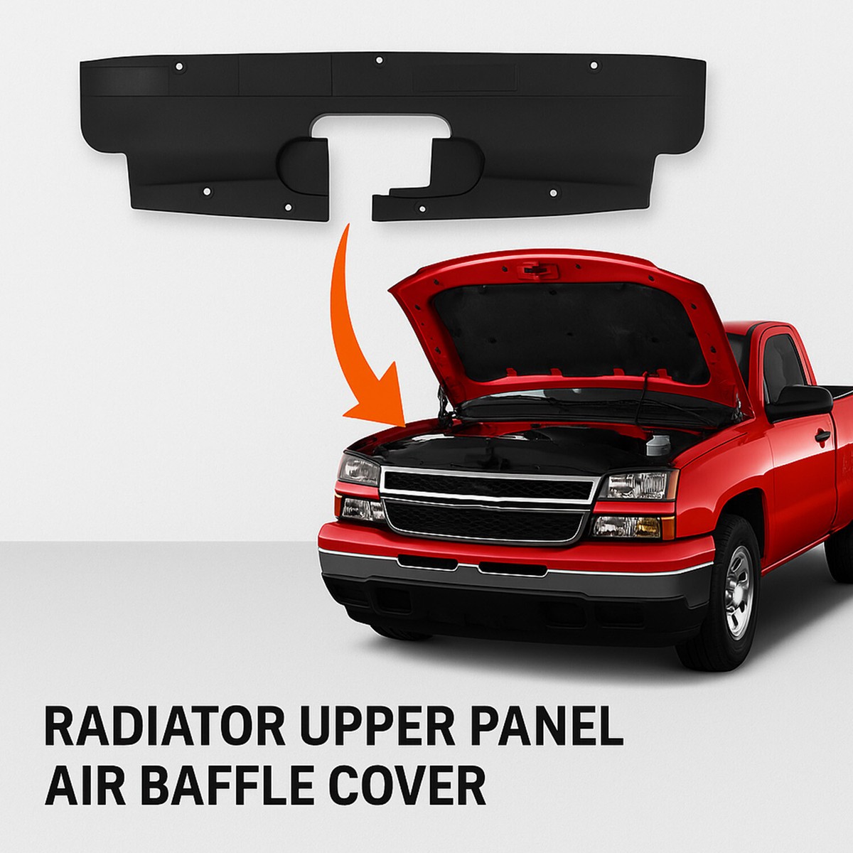 Radiator Upper Air Baffle Panel Cover For 2003-2007 Chevy Silverado 1500/2500 - Black Plastic 10 thumbnail image