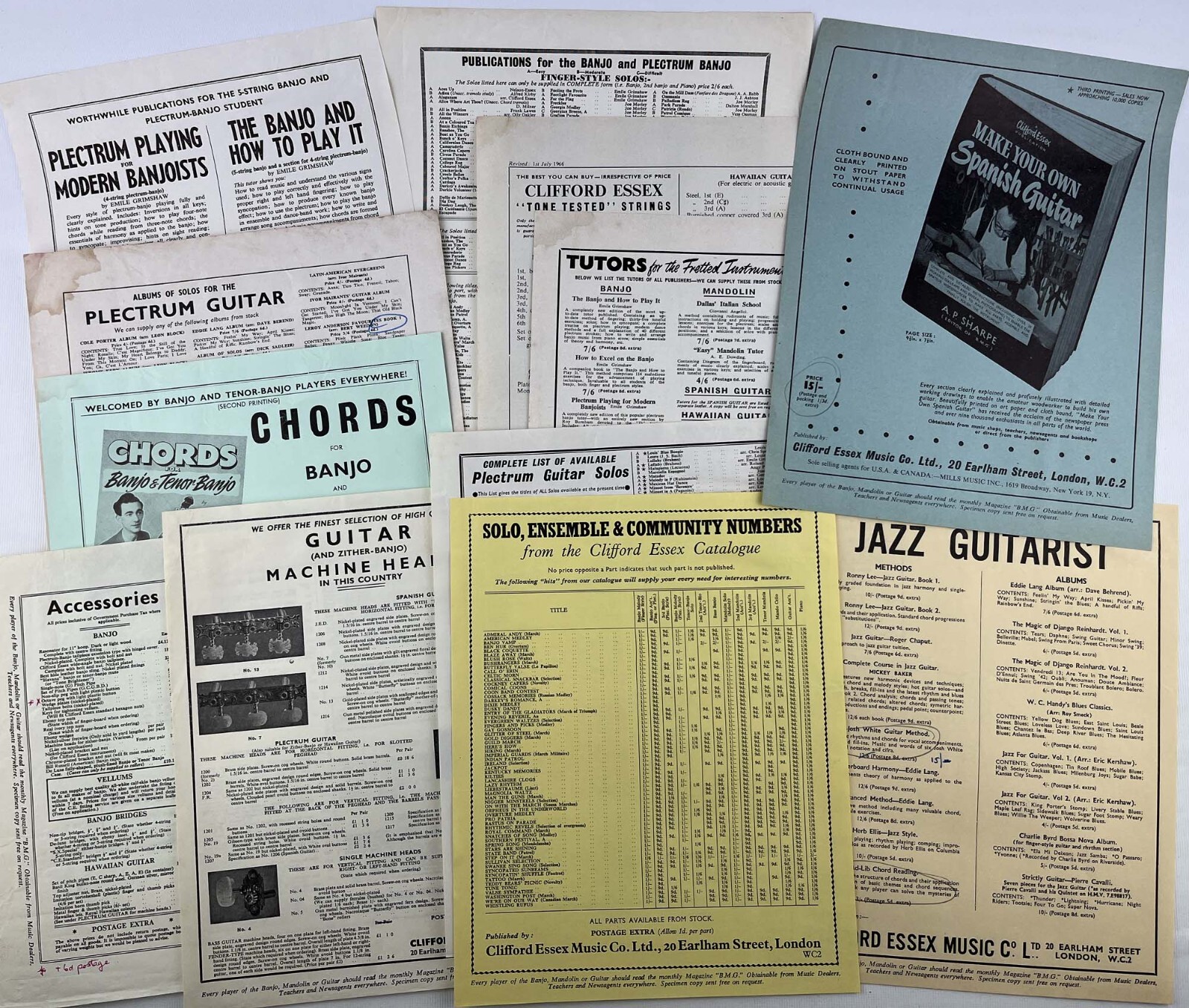 VINTAGE 1960'S CLIFFORD ESSEX MUSIC BANJO/MANDOLIN/GUITAR CATALOGUES~ACCESSORIES - Picture 6 of 7