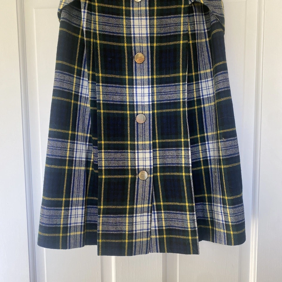 Mezcla de lana a cuadros vintage Florence Eiseman IMagnin verde azul tartán talla 10 Foto 3 de 4