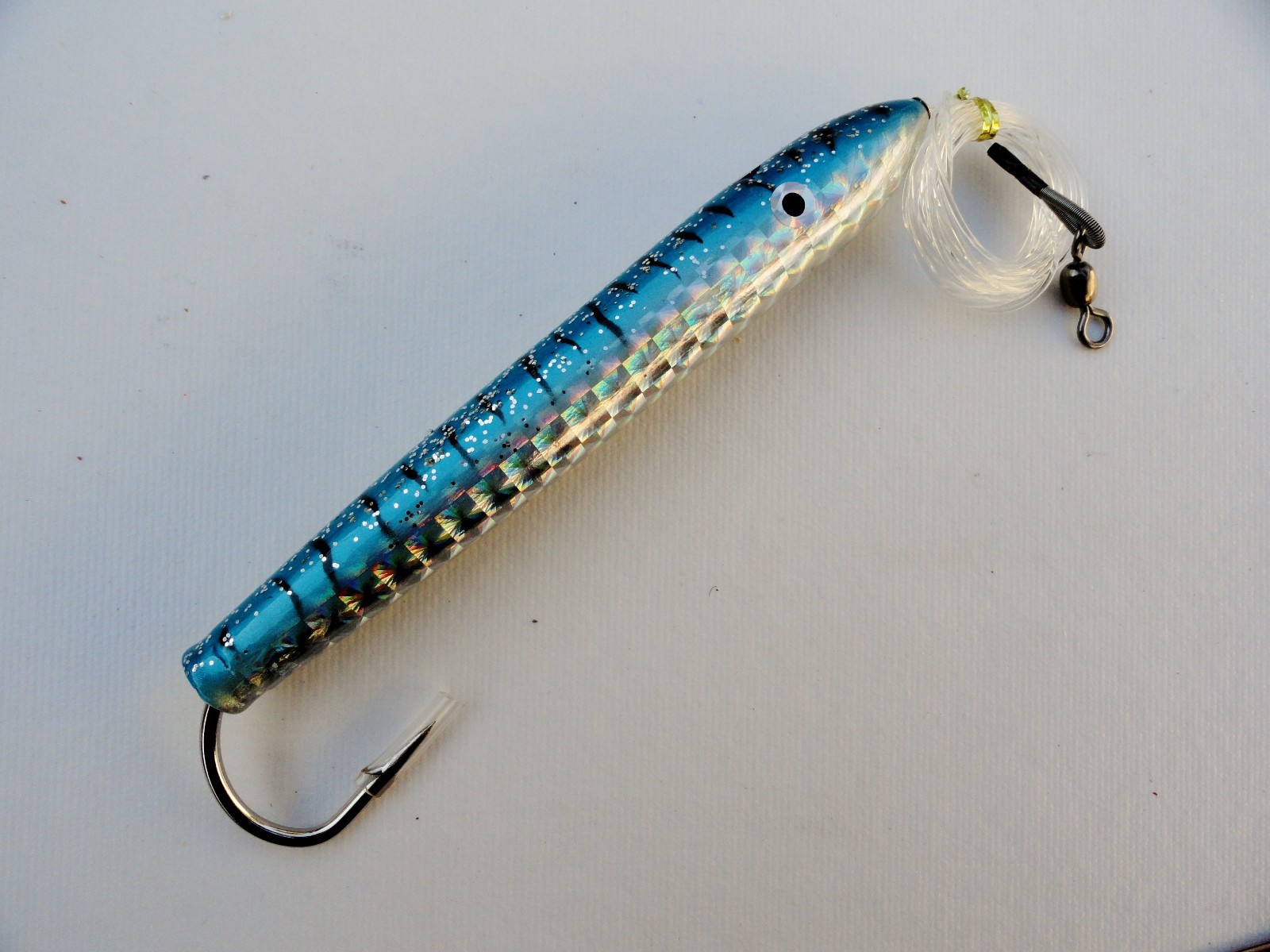 6" Cedar Plugs Rigged 3 Pieces Mylar Tuna Mahi Trolling Fish Lures 3 Colors - Image 2