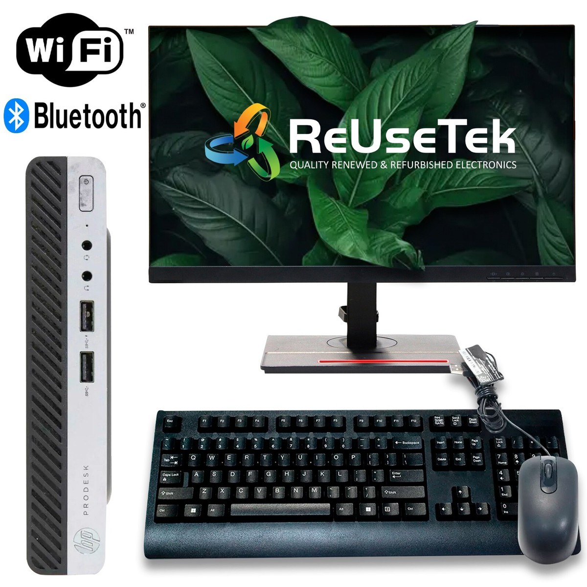 HP ProDesk 405 G4 Mini PC Monitor Bundle Ryzen 5 Pro 16GB