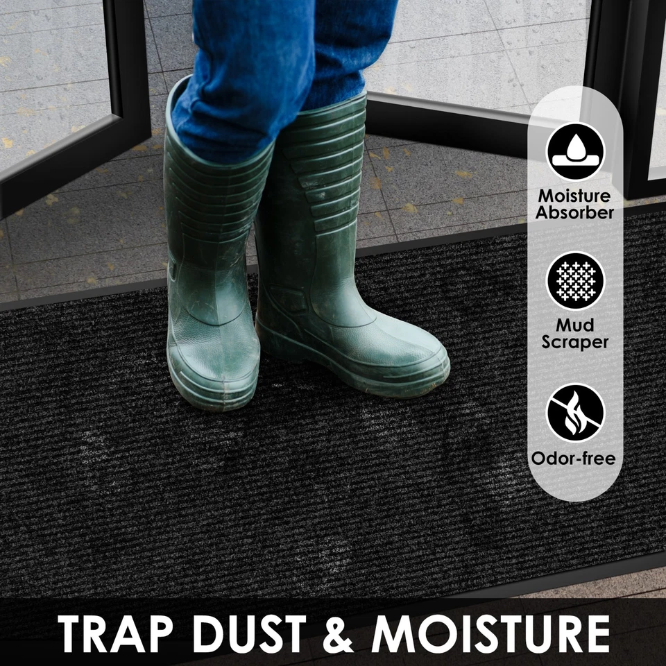 Entrance Mat Indoor Outdoor Heavy Duty Commercial Front Door Mats Carpet Black - Image 3 of 4