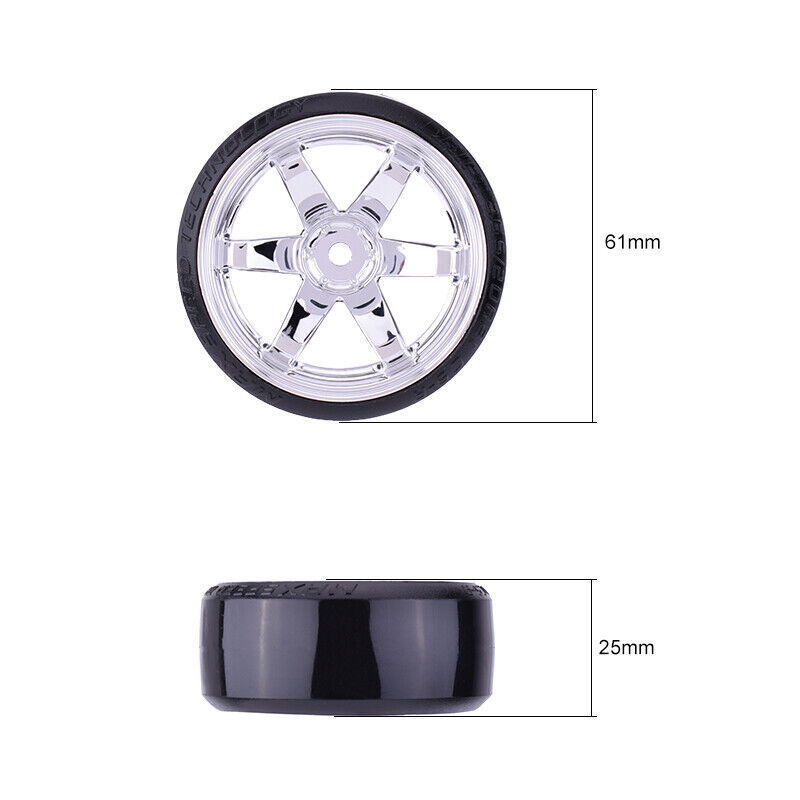 4PCS 1/10 RC Drift On-road Ruote Modello Duro Pneumatico Per 1/10 - Foto 3