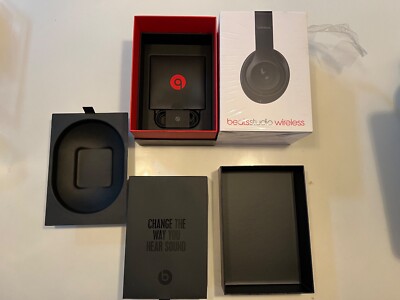 Beats Studio Headphones (Empty Box w Cable Manual) Over the Ear Black Wireless