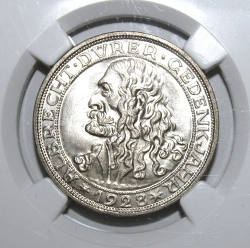 S11 - Germany 3 Mark 1928-D NGC MS-64 Brilliant Unc Silver Coin - Albrecht Durer