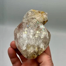 282 g Herkimer Diamond Cluster, HUGE Rainbows, Golden Iron Oxide, Smoky Phantoms