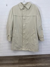 Vintage LONDON FOG Maincoats Men Trench Coat Tan Jacket Faux Fur Lining 44L USA