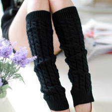 Winter Warm Leg Cable Knit Ladies Girls Knitted Socks Cuff Leggings Boot knee