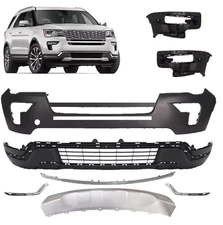 For 2018-2019Ford Explorer Front Bumper Cover W/Lower bumper & trim & Skid Plate
