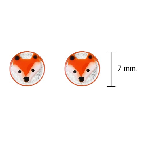 Adorable Enamel Mini Fox Animal Sterling Silver Stud Earrings - Bild 4 von 5