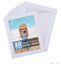 10 Pack Picture Frame Mat, White 16x20 Photo Mat for 12x16 Photos