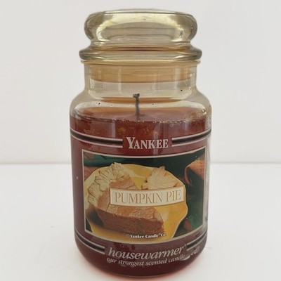 Vintage Yankee Candle Pumpkin Pie 22oz Large Jar Black Band Housewarmer HTF