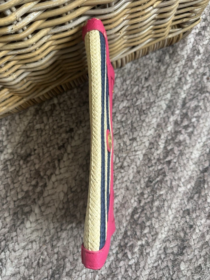 Nuevo Bolso de Mano Mud Pie Paja Náutico Rayas Crema, Azul y Rosa Con Daños Foto 3 de 4