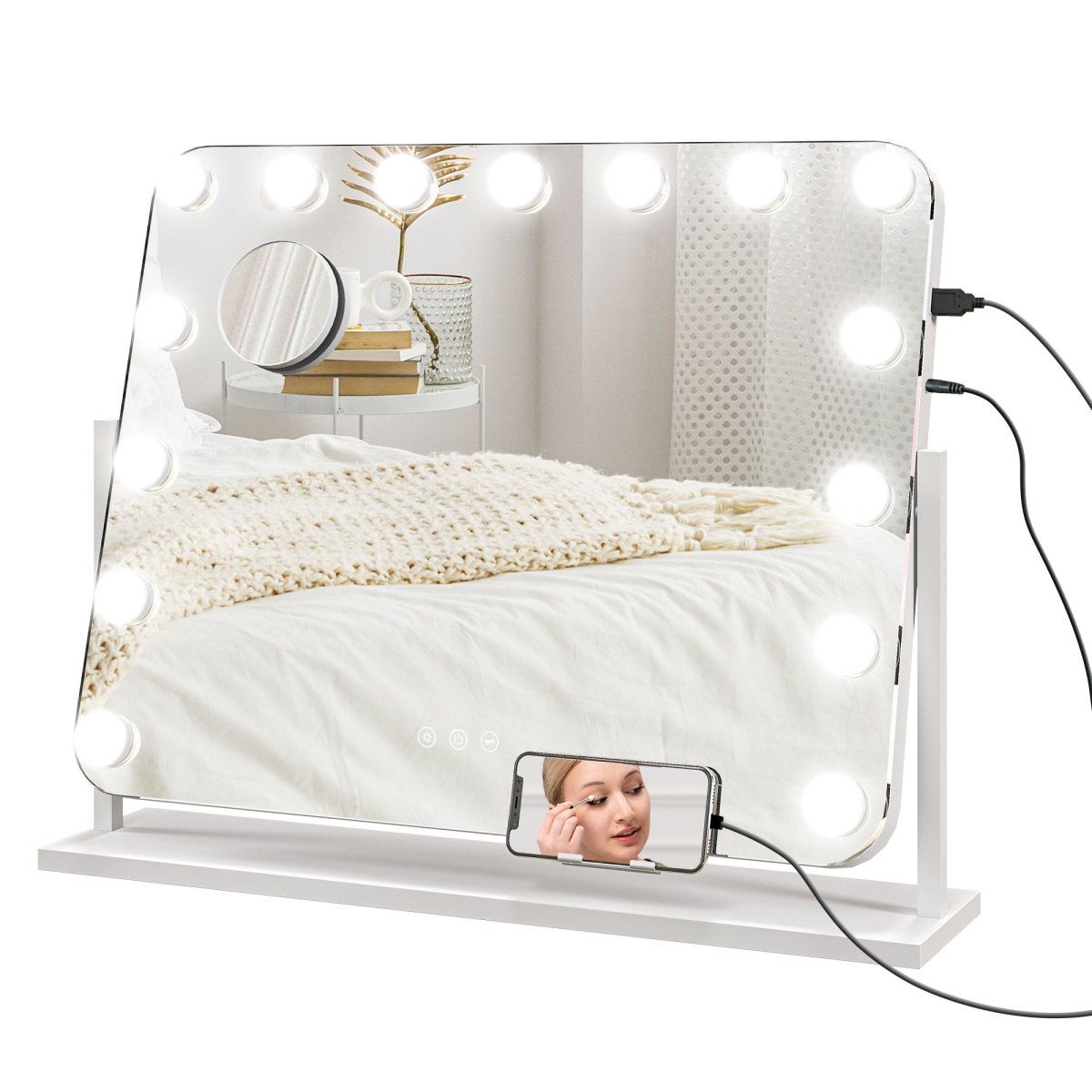 B&Q - Hollywood Dimmable Lighted Makeup Mirror With MagnifierUsb Port - Image 2